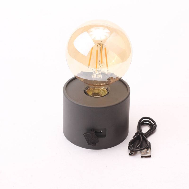 Lámpara de Noche LED Vintage: Luz de Carga, Bombilla de Tungsteno, Ideal para Dormitorios y Decoración de Mesas