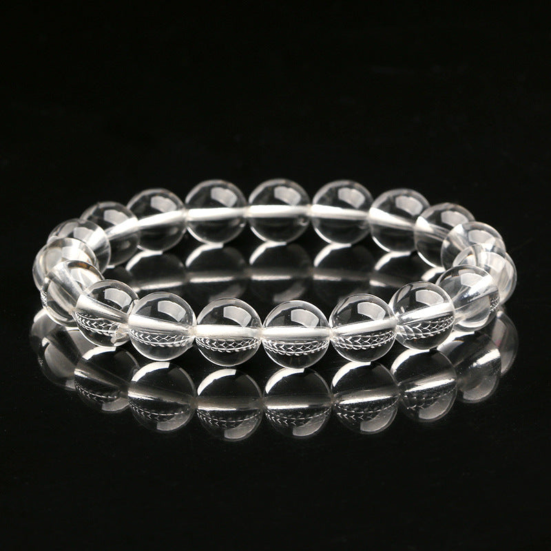 Pulsera de Cuarzo Blanco Natural: Joyería de Alta Calidad, Perlas de Meditación, Ideal para la Purificación y Desmagnetización