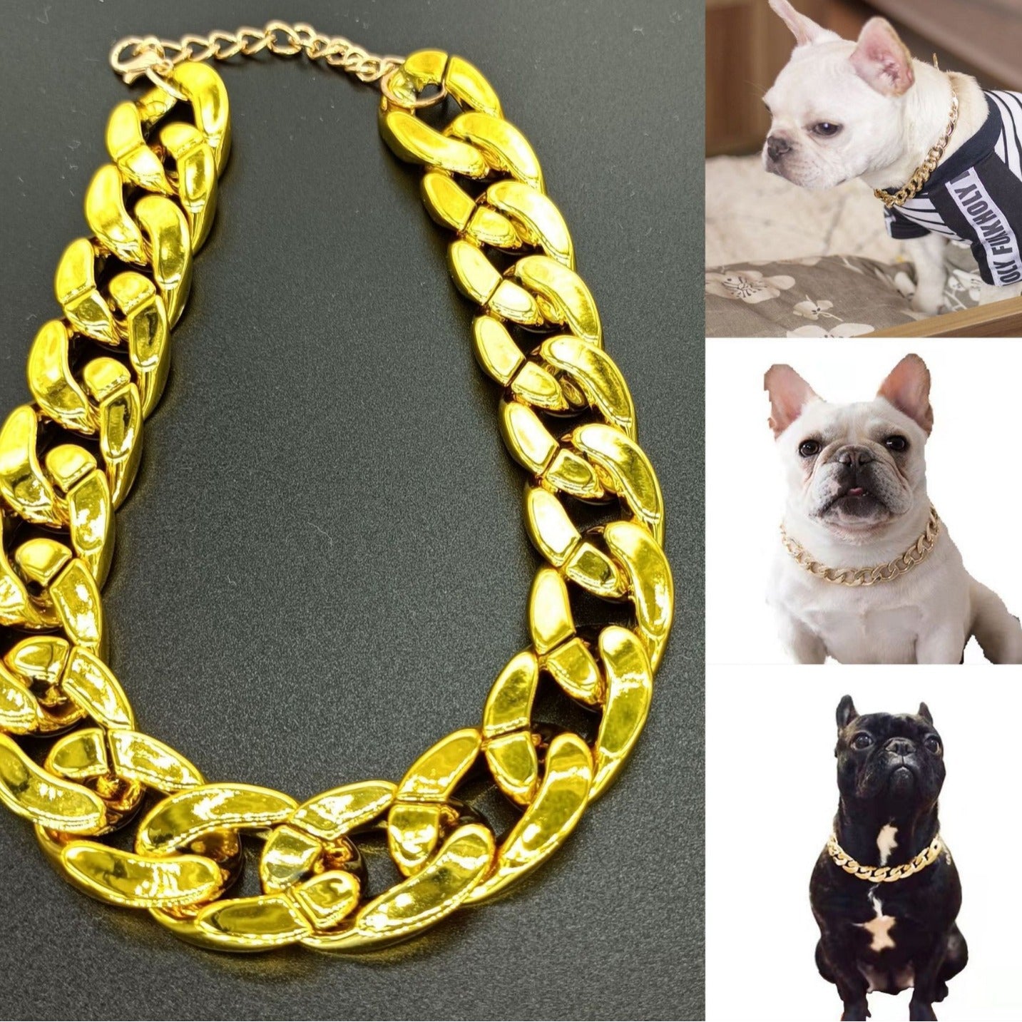 Cadena hip hop para perros dorada  estilo urbano