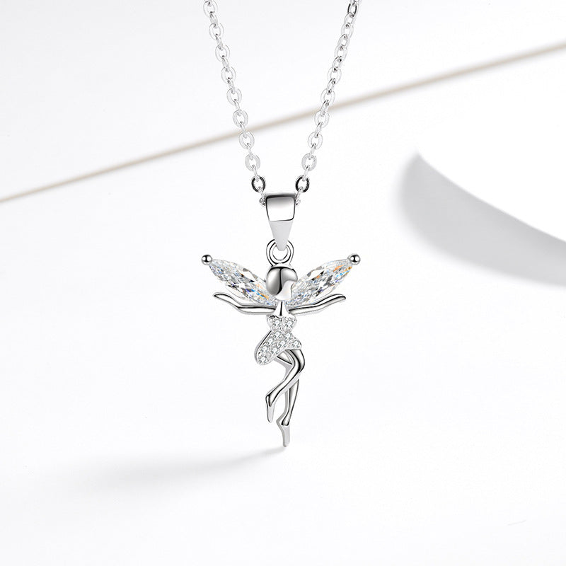 Cadena Corta de plata 925: Dije de Angel o Ada con Cristales
