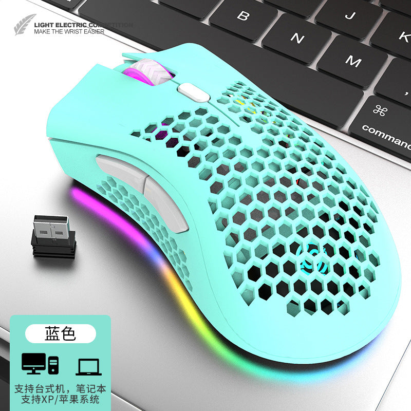 Ratón Inalámbrico Rechazado y Recargable: Ligero, Diseño Hueco, Ideal para Negocios y Juegos