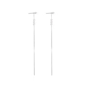 Aretes Largos de Plata 925 con Perlas– Enhebrador Cadena Tipo Serpiente