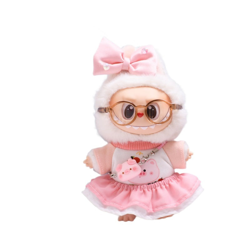Ropa de Muñeca Labubu: Conjunto de Vestido Rosa y Accesorios