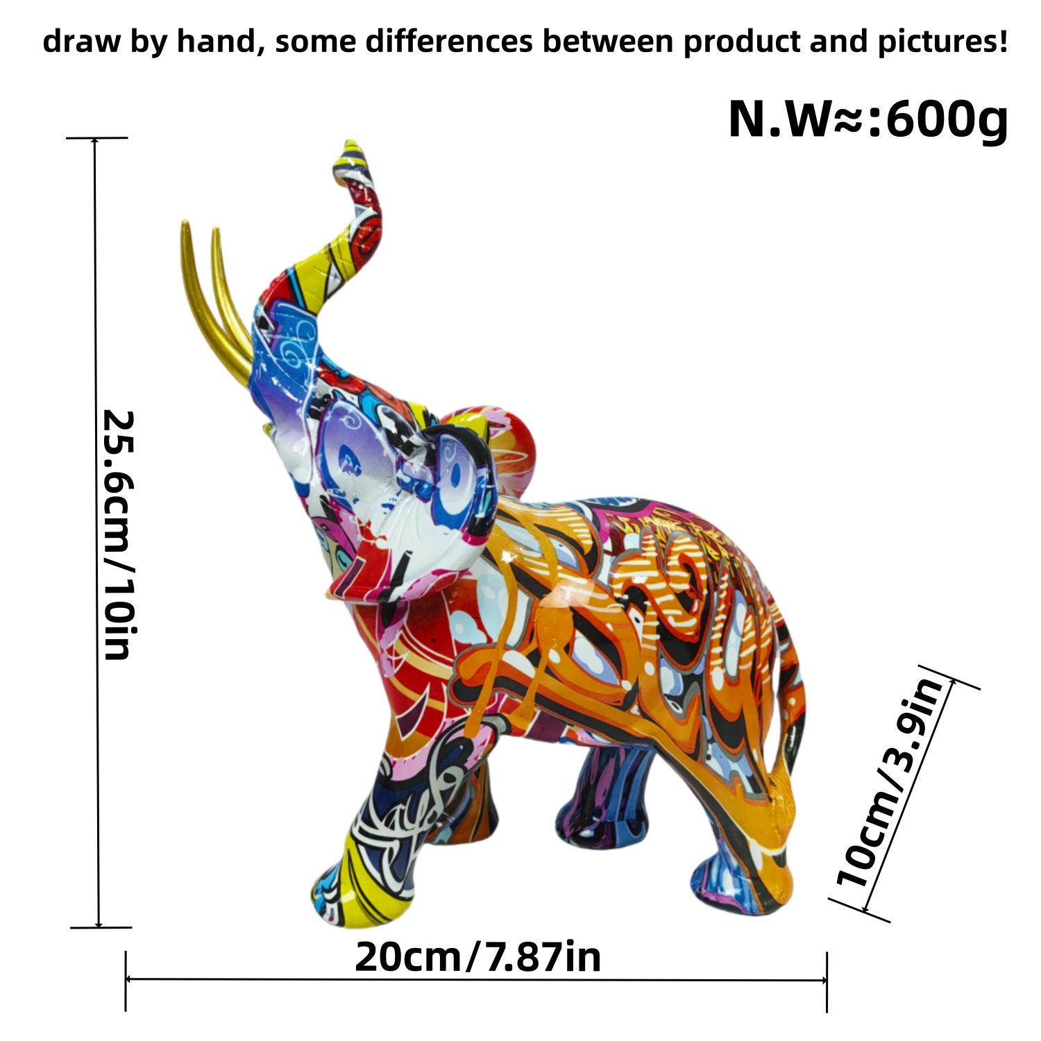 Arte Abstracto: Escultura Colorida de Elefante para Escritorio o Mesa