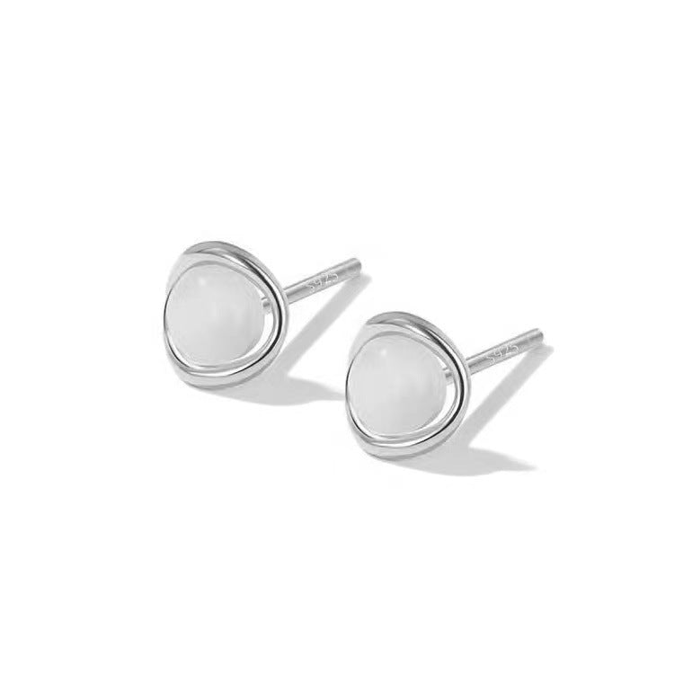 Pendientes de Plata 999 para Mujer – Con Piedra Ojo de Gato, Símbolo de Intuición y Equilibrio