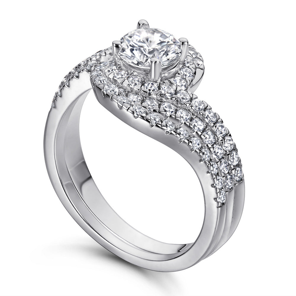 Anillos de Boda Apilables en Plata 925 – Diseño Nudo con Circonitas Estilo Diamante