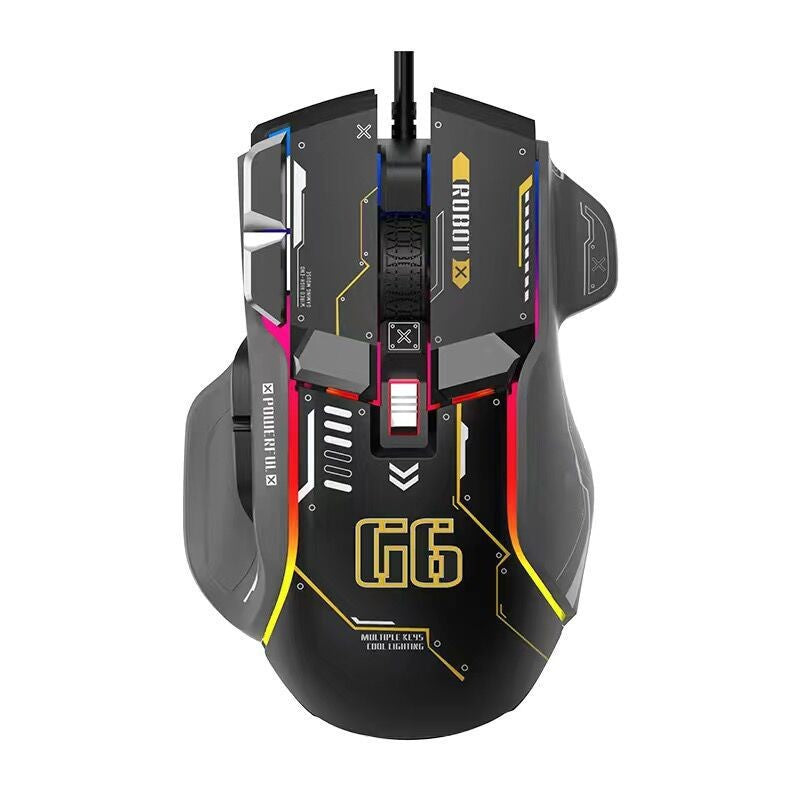 Ratón mecánico G6 RGB: programación de macros, iluminación RGB, ideal para juegos en PC y portátil