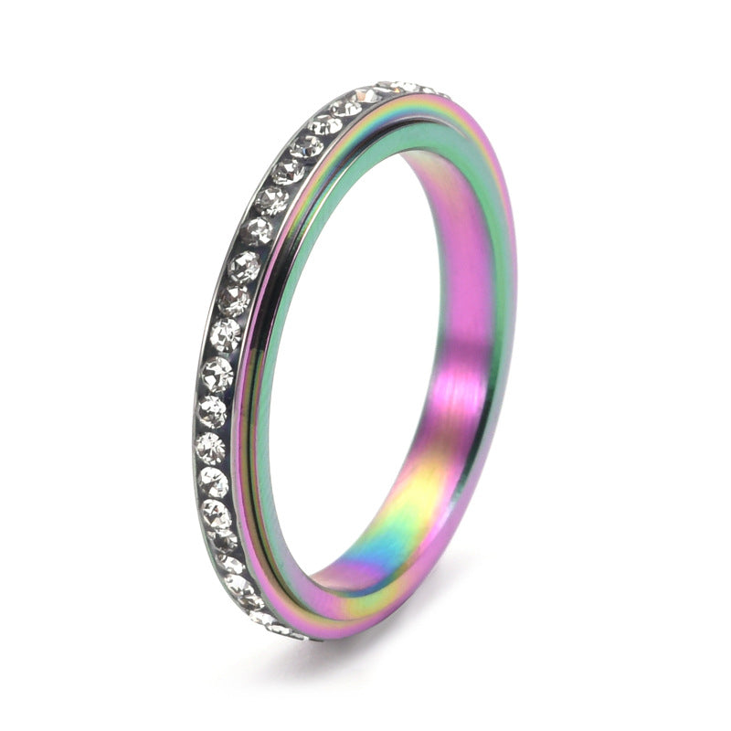 Anillo Antiestrés para Mujer de Acero Inoxidable – Giratorio con Circonitas