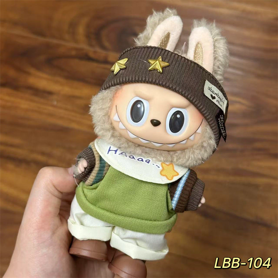 Ropa estilo Preppy Francés para Labubu de 17cm – Outfit de Muñeca de Pie o Sentada