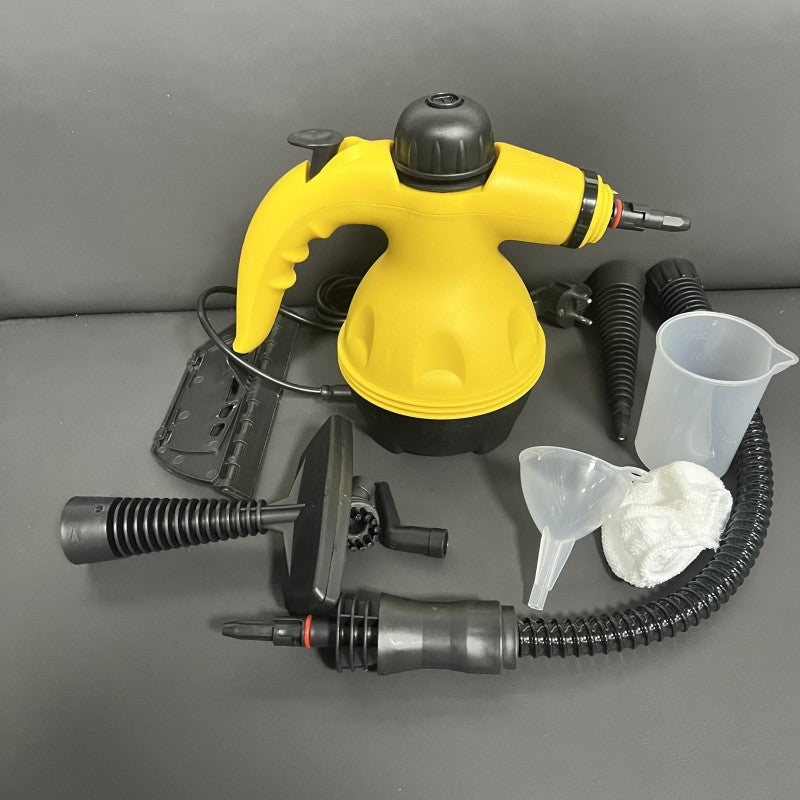 Limpiador a Vapor Manual – Alta Presión para Cocina y Hogar mostrado con accesorios incluidos, ideal para eliminar suciedad en varias superficies.