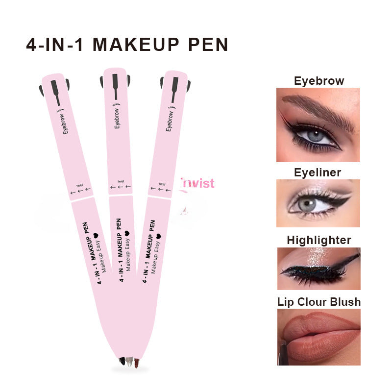 Lápiz retráctil de maquillaje 4 en 1 para labios, ojos, cejas e iluminador