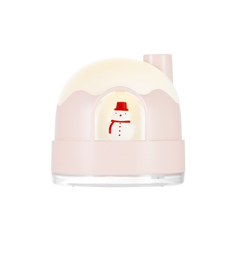 New Snow House Night Light Humidifier: USB Quiet Desktop Air Moistener for Bedroom