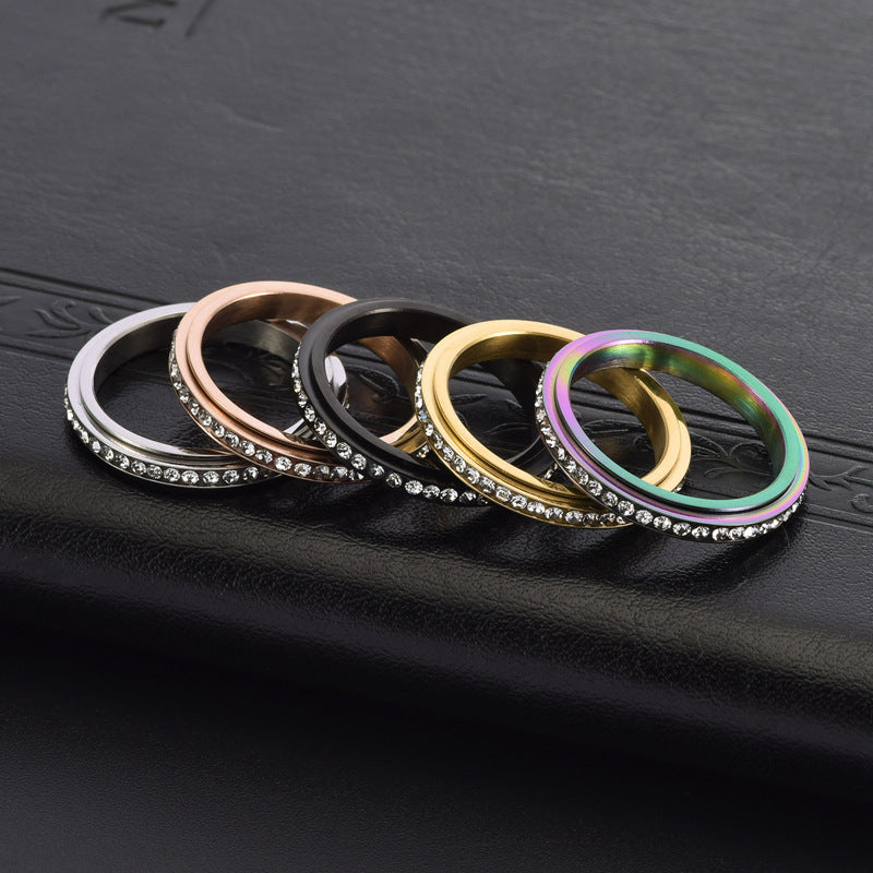 Anillo Antiestrés para Mujer de Acero Inoxidable – Giratorio con Circonitas