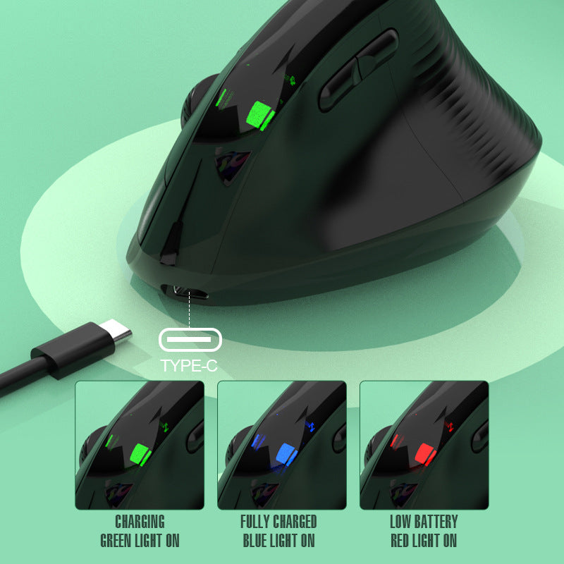 Ratón Vertical Inalámbrico Bluetooth Dual Modo: Carga, Silencioso, Ideal para Negocios y Oficina