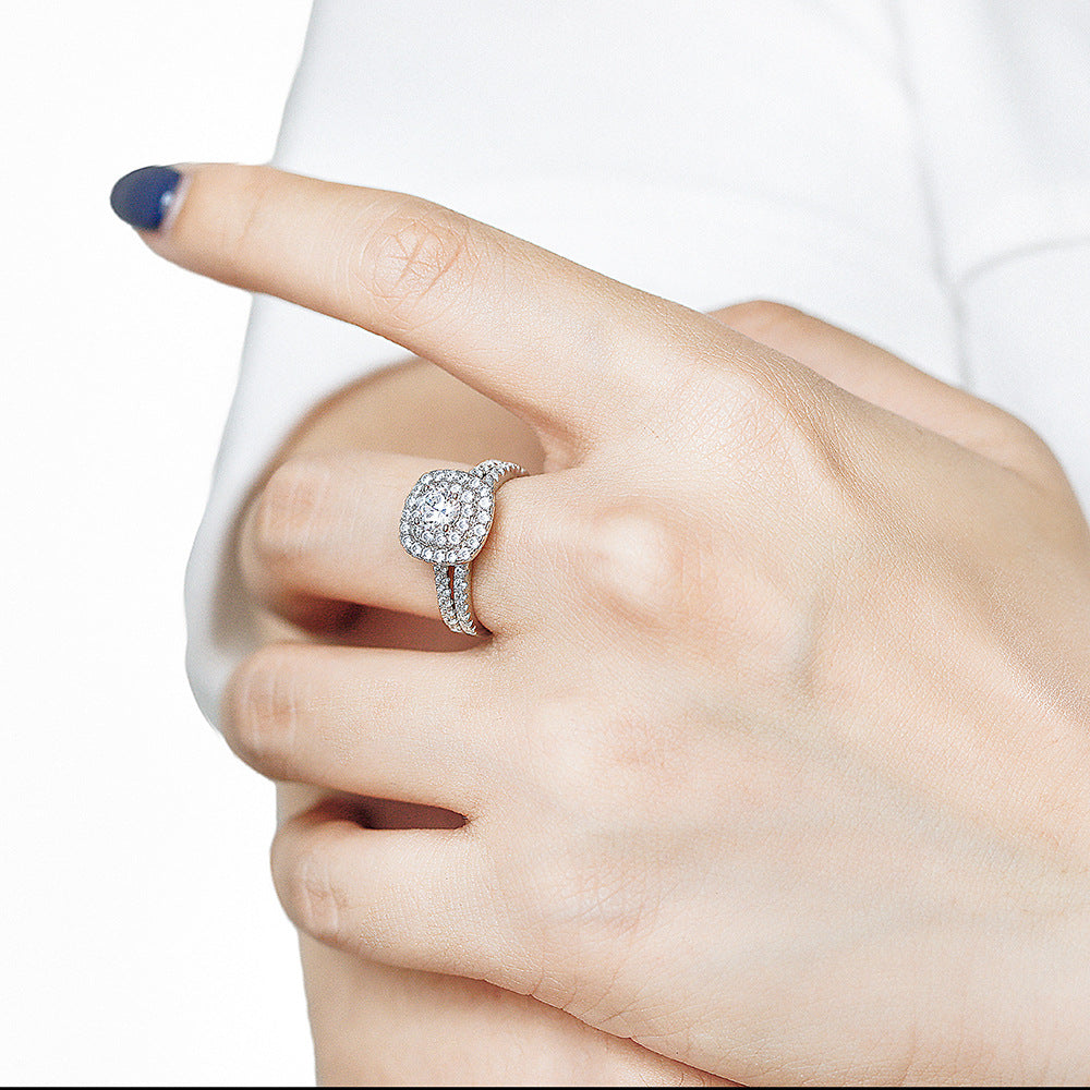Set de Anillos Apilables de Compromiso y Boda en Plata 925 con Circonitas para Mujer