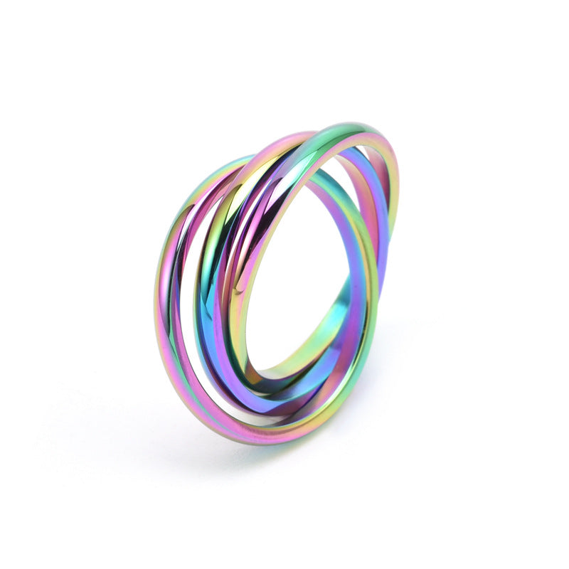 Anillo de Acero Inoxidable con Triple Argolla – Pasado, Presente y Futuro