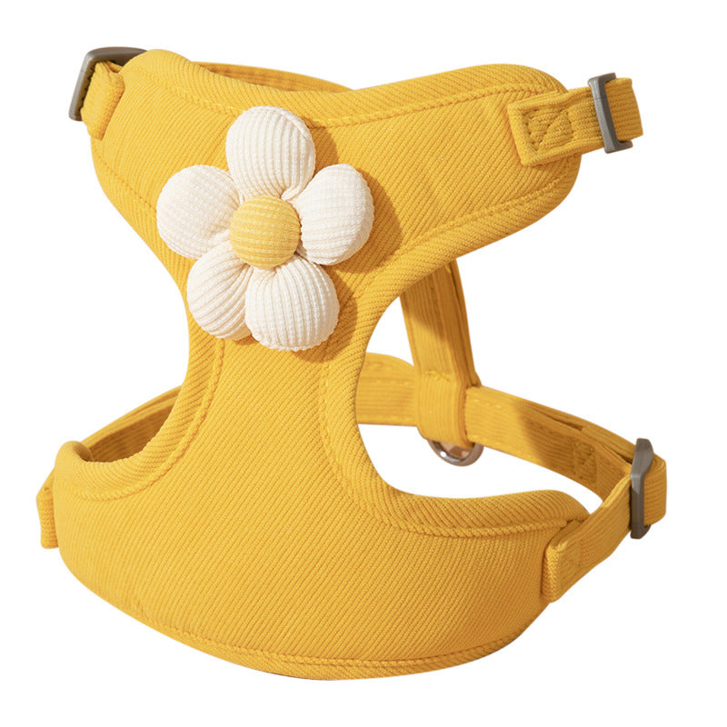 Pet Walking Leash with Daisy Embroidery and Lace Vest: Small Dog and Cat Harness