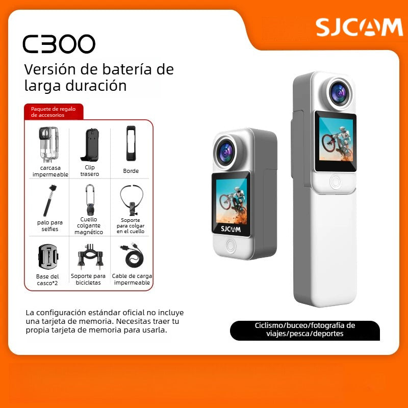 SJCAM Speed Shadow C300 Mini Cámara de Acción para Motocicleta, Grabadora de Conducción, Cámara 4K No Panorámica 360 para Vlogs