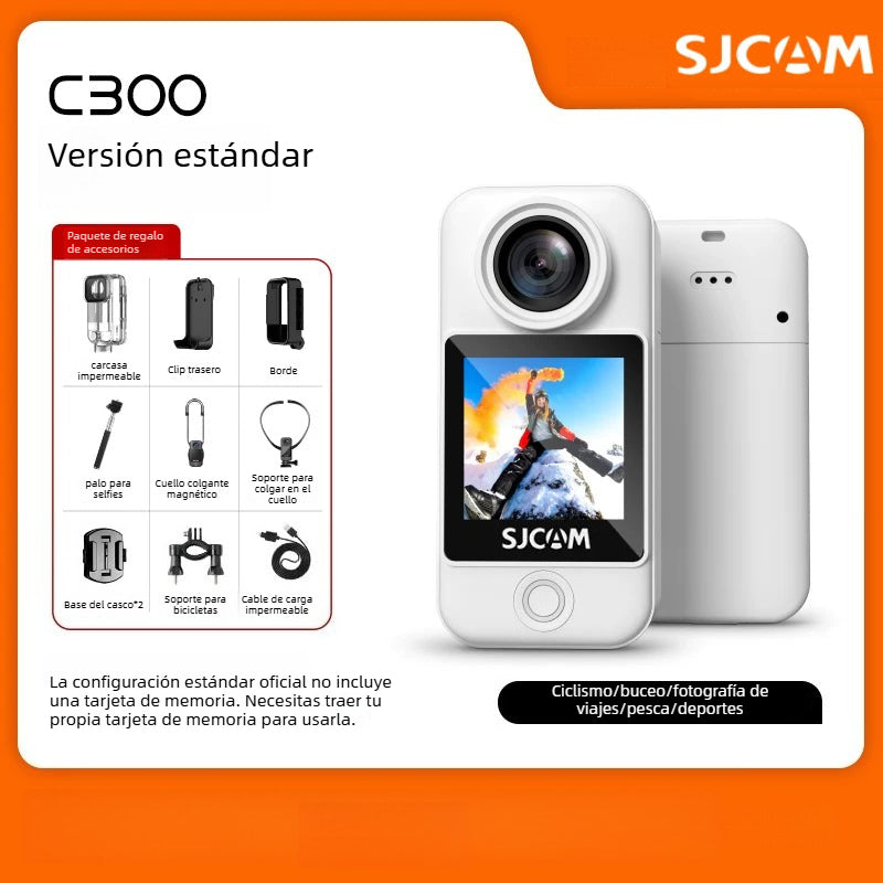 SJCAM Speed Shadow C300 Mini Cámara de Acción para Motocicleta, Grabadora de Conducción, Cámara 4K No Panorámica 360 para Vlogs