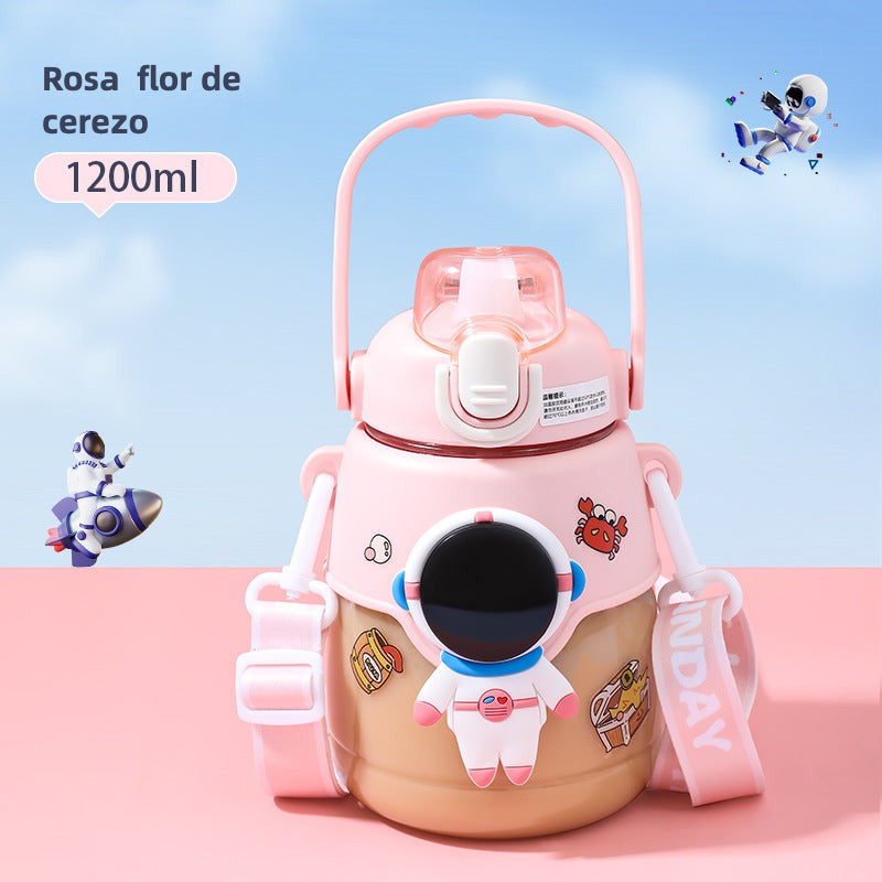 Botella escolar temática de astronauta colorida