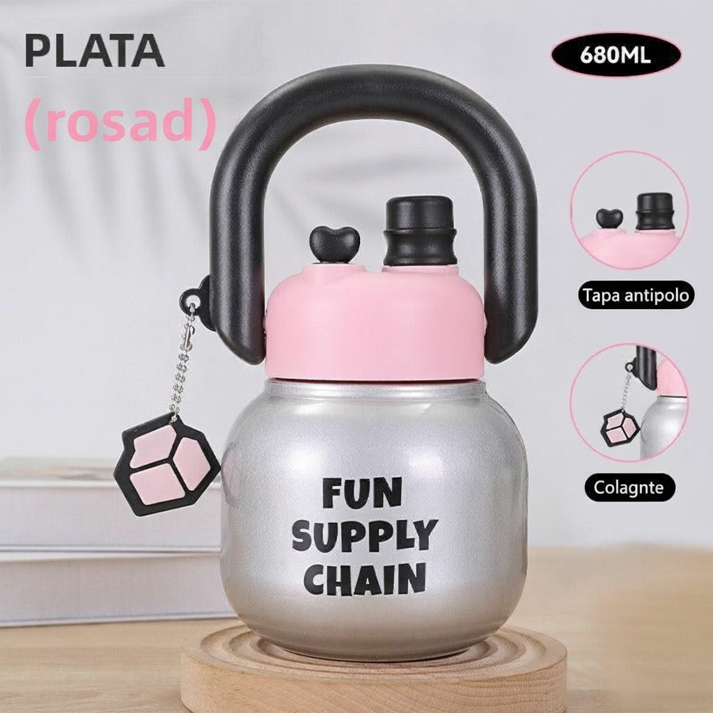 Botella en Forma de Kettlebell para Gimnasio con Filtro para Té o Infusiones