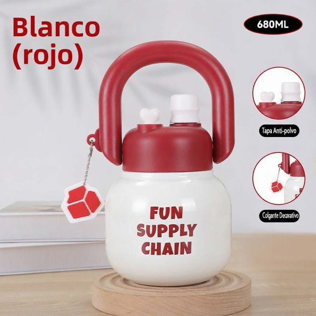 Botella en Forma de Kettlebell para Gimnasio con Filtro para Té o Infusiones