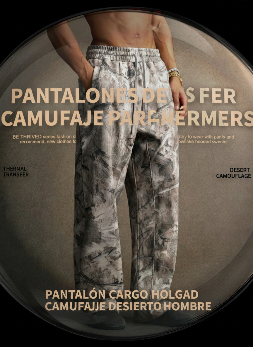 Pantalón Cargo Camuflaje Streetwear Hombre Baggy - 4