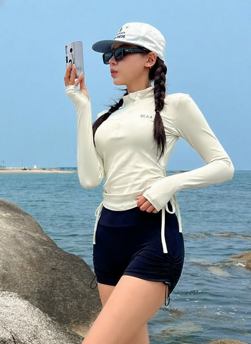 Traje de Baño Manga Larga con Protección Solar Mujer - 2