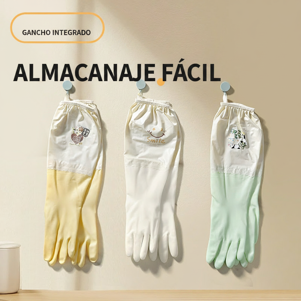 Guantes de hule para cocina largos y gruesos con forro - 1