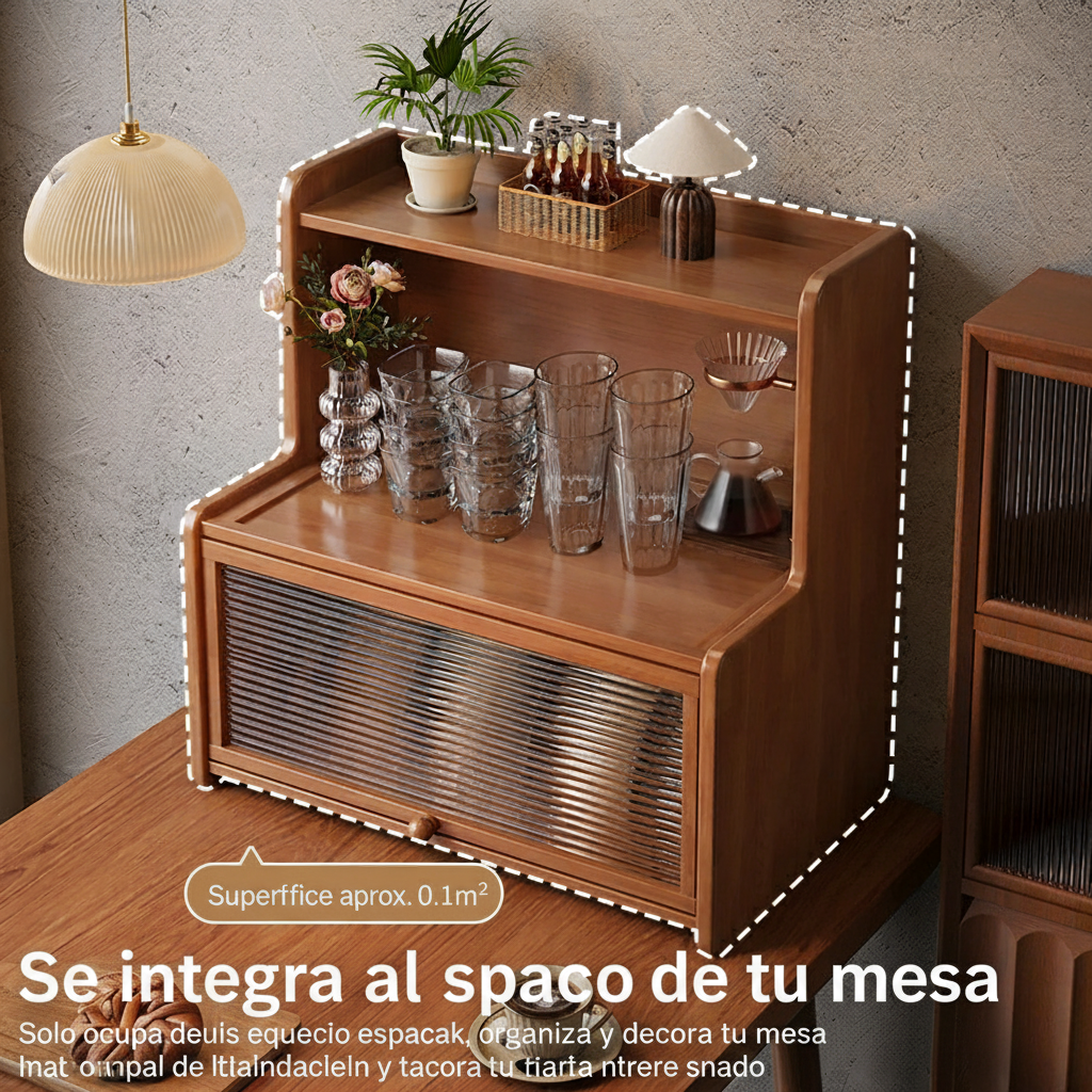 Organizador de tazas de bambú 3 niveles con puerta - 3