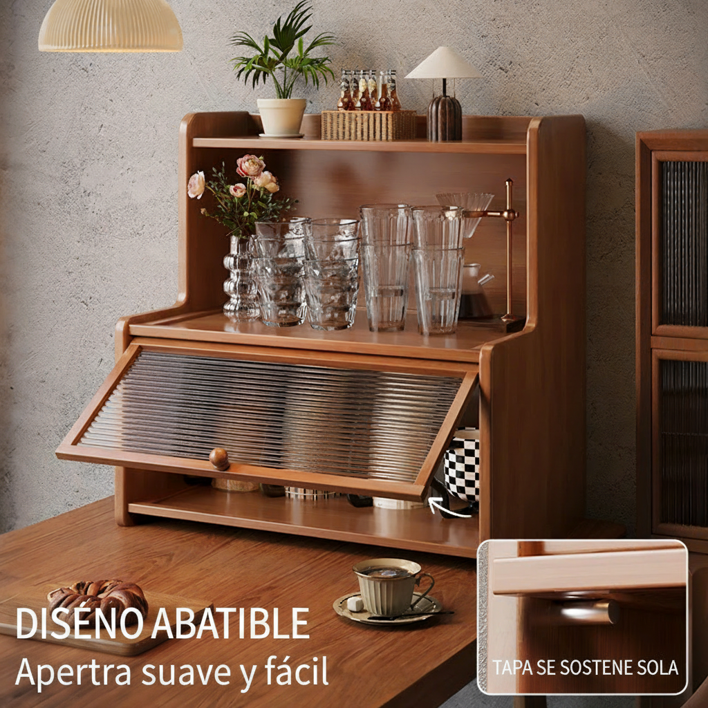 Organizador de tazas de bambú 3 niveles con puerta - 4