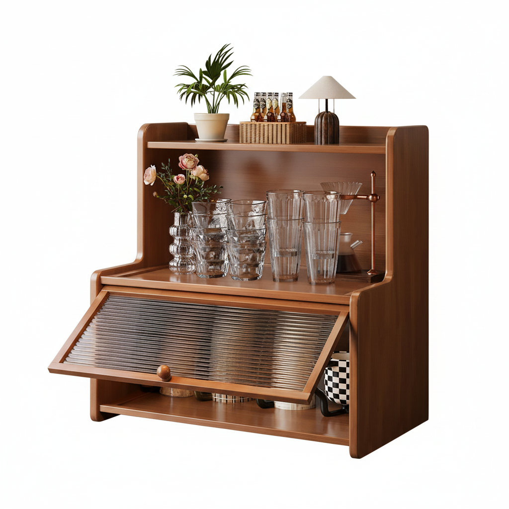 Organizador de tazas de bambú 3 niveles con puerta - 1