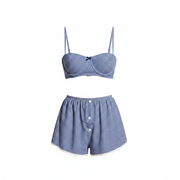 Bikini de Rayas Azul y Blanco con Copa Acolchada - 1