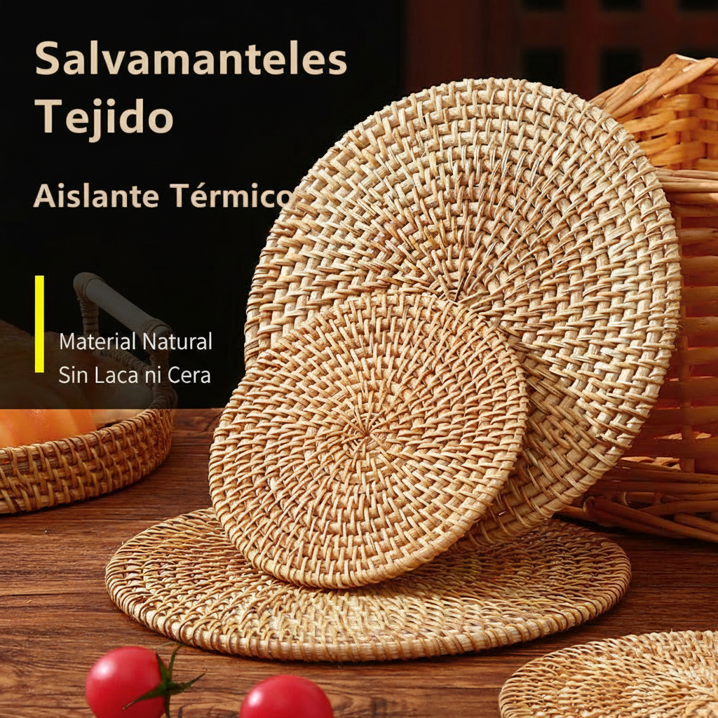 Salvamanteles de ratán tejido para mesa y té - 2
