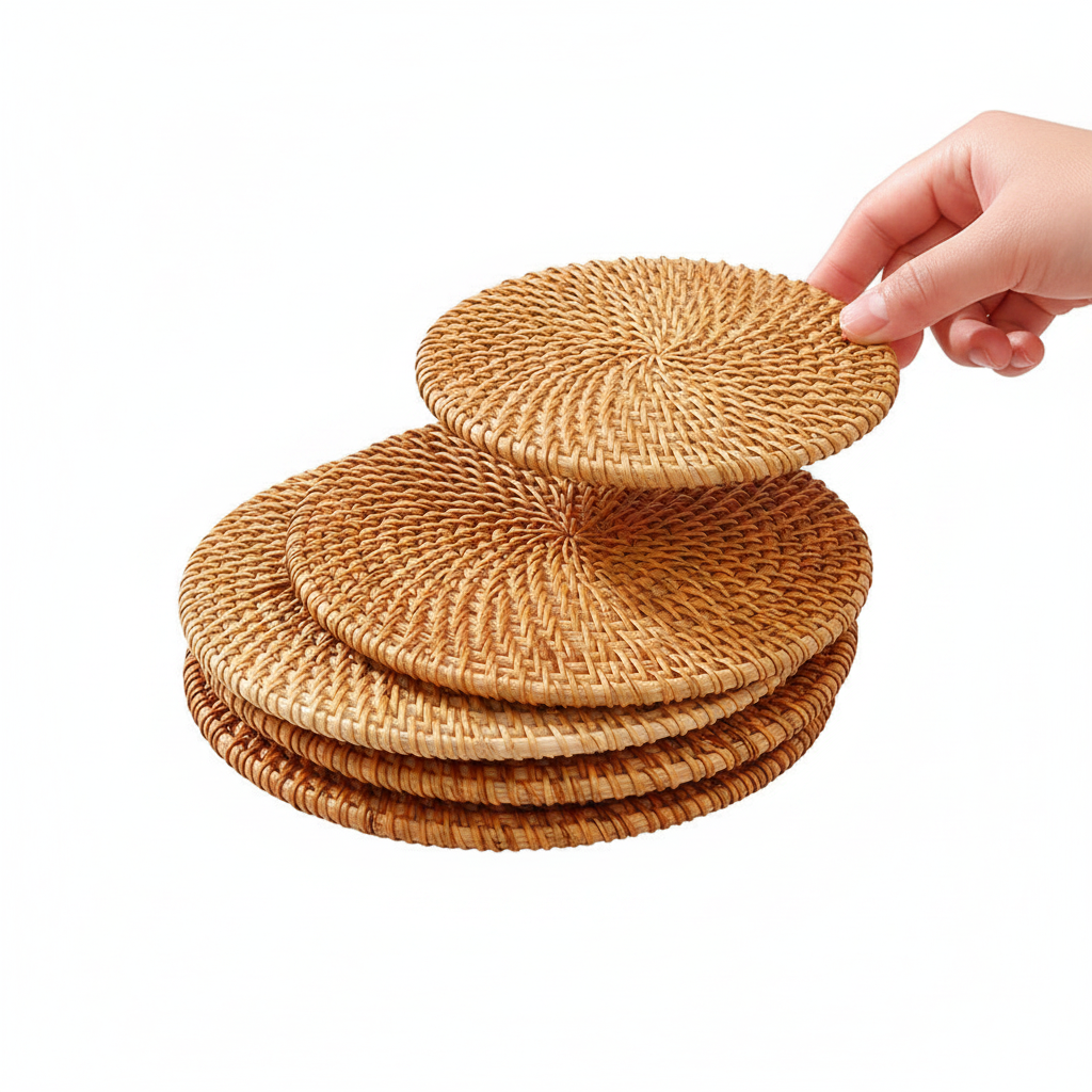 Salvamanteles de ratán tejido para mesa y té - 1