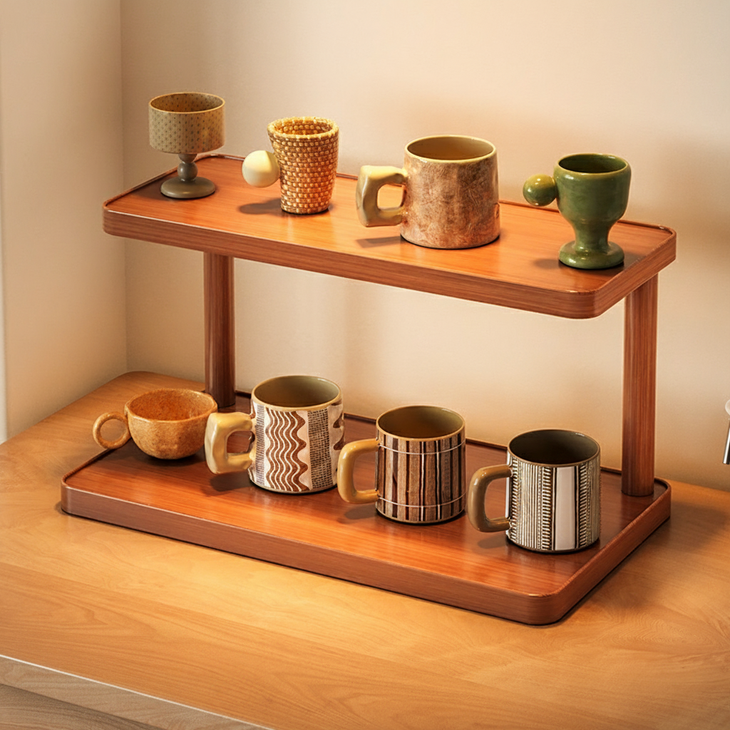 Organizador de tazas de 2 niveles para mesa - 2