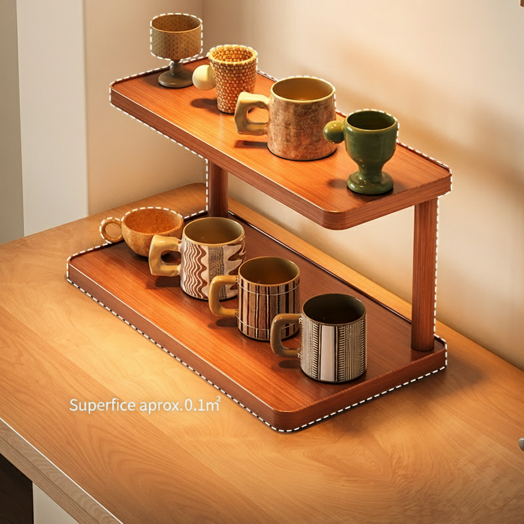 Organizador de tazas de 2 niveles para mesa - 3