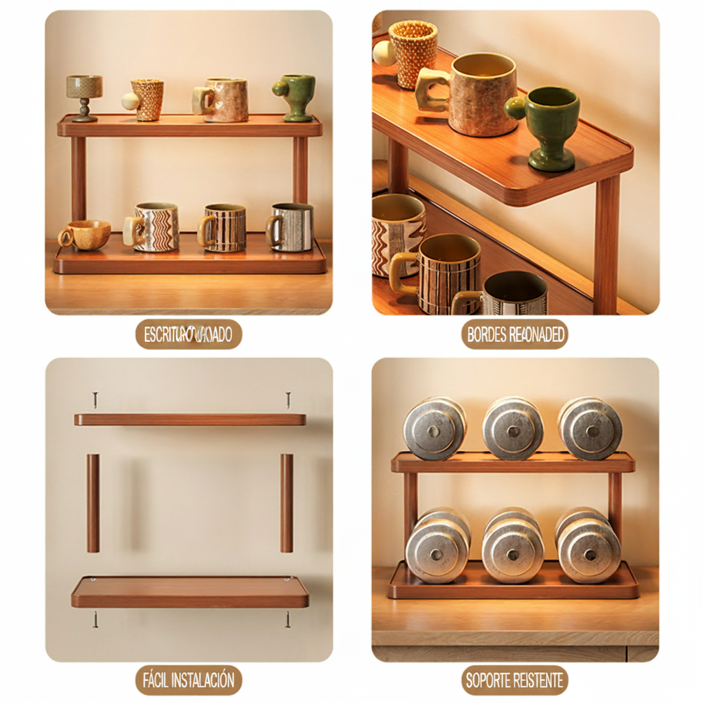Organizador de tazas de 2 niveles para mesa - 4