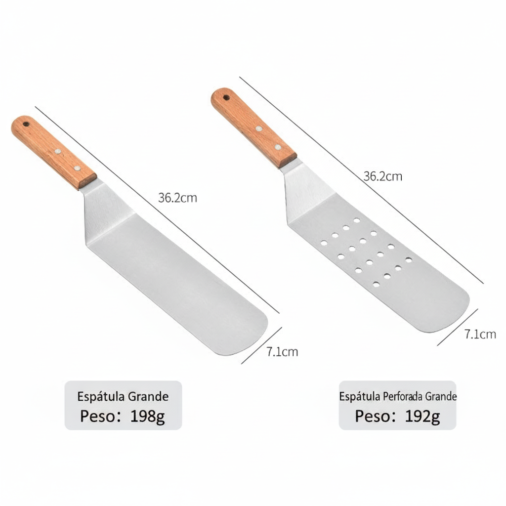 Espátulas de Acero Inoxidable con Mango de Madera - 3