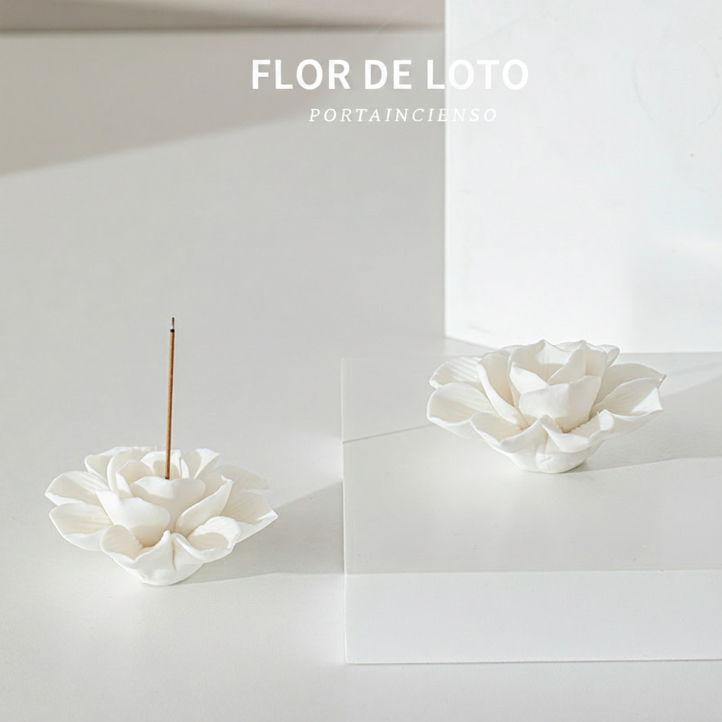 Portaincienso de cerámica flor de loto artesanal - 2