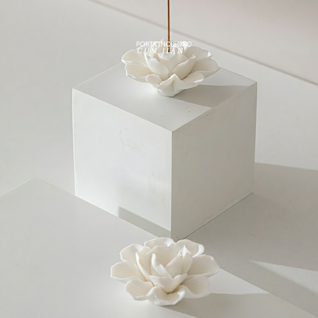 Portaincienso de cerámica flor de loto artesanal - 3