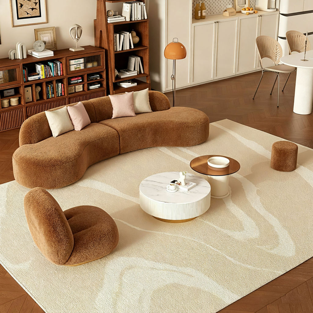 Sofá Curvo Minimalista Estilo Italiano Borreguito - 4
