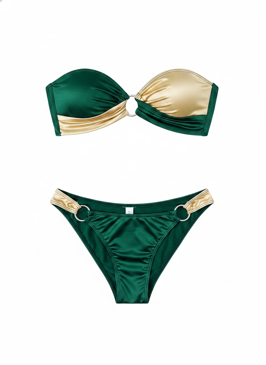 Bikini de dos piezas sexy con top acolchado tiro alto - 1