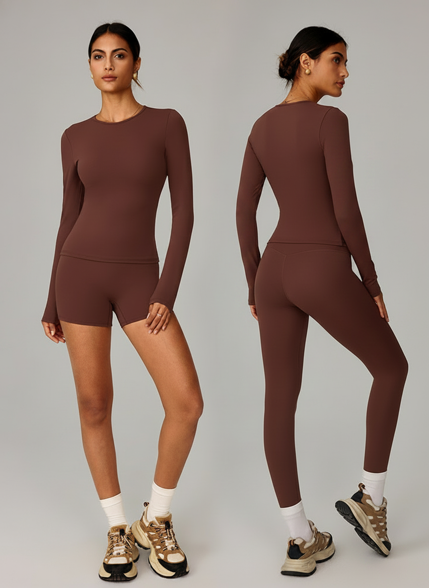 Playera de yoga manga larga ajustada mujer deportiva - 4