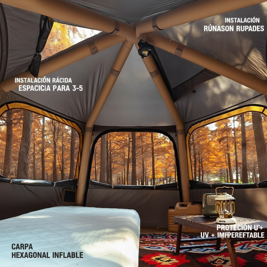 Carpa Inflable Hexagonal de Apertura Rápida 3-5 Personas - 2