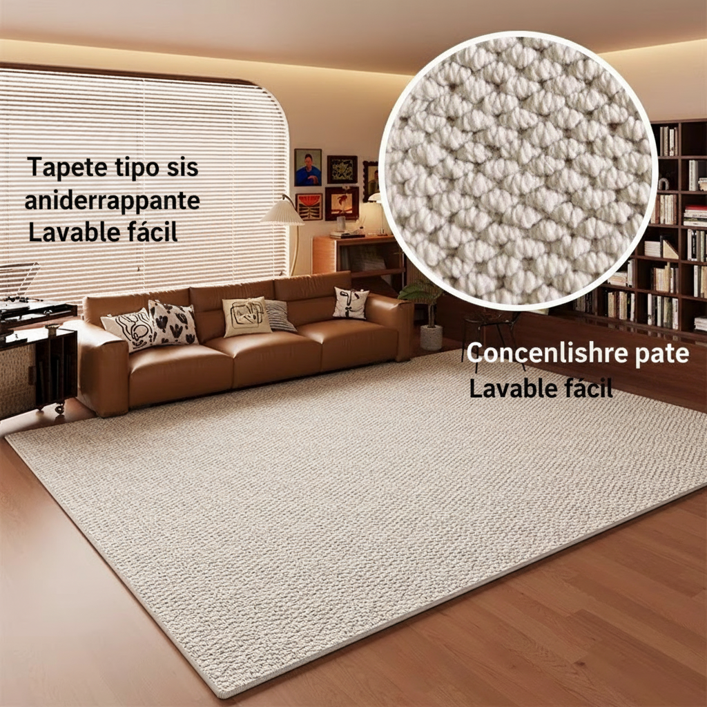 Tapete tipo sisal antiderrapante para sala lavable - 2