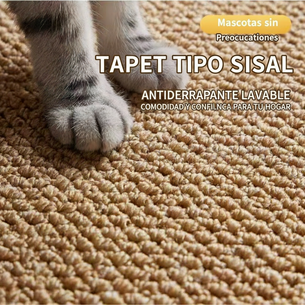 Tapete tipo sisal antiderrapante para sala lavable - 4