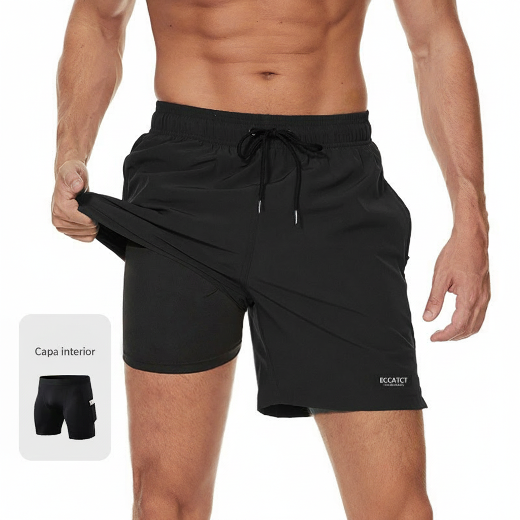 Shorts de Playa Hombre Secado Rápido Doble Capa - 2