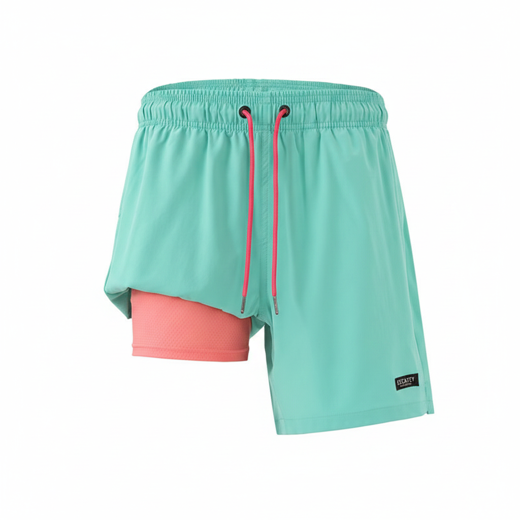 Shorts de Playa Hombre Secado Rápido Doble Capa - 1