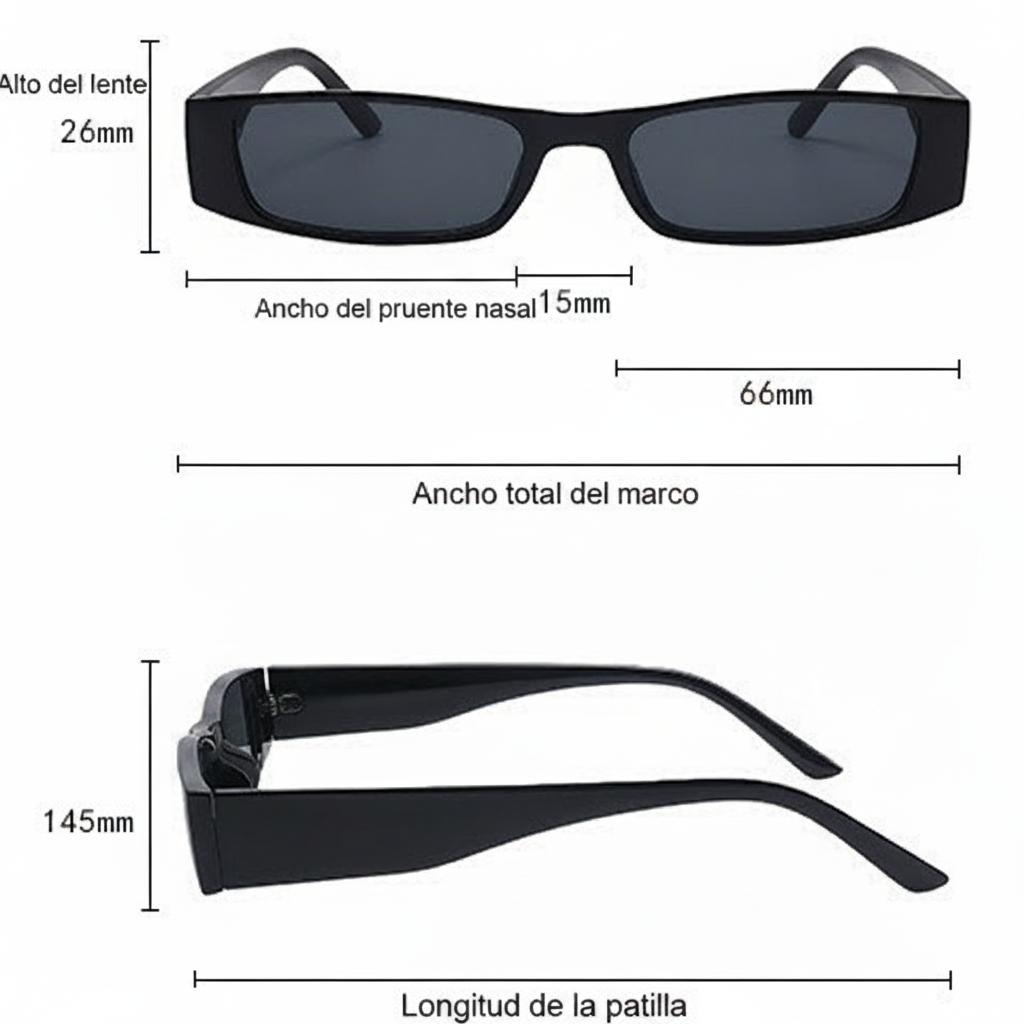 Lentes de Sol Cuadrados Retro con Protección UV400 - 3